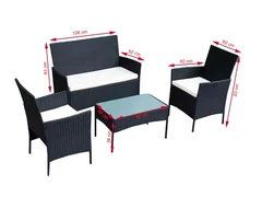 Set 4 piese mobilier gradina, fotolii, canapea, masuta cafea